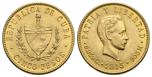 Cuba. 5 Pesos 1915