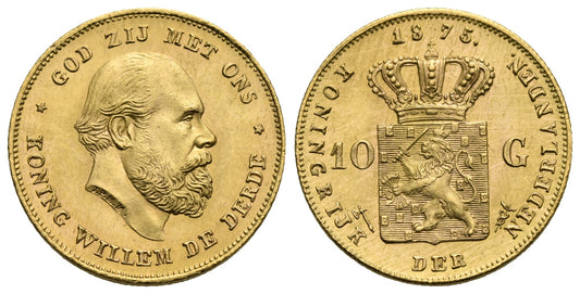 Netherland. King William III. 10 Gulden 1875