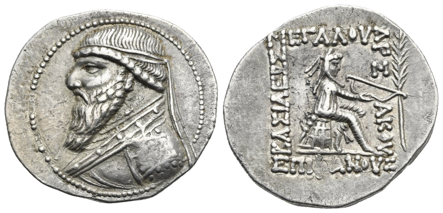 Re dei Parti. Mitridate II, 121-91 a.C. circa.